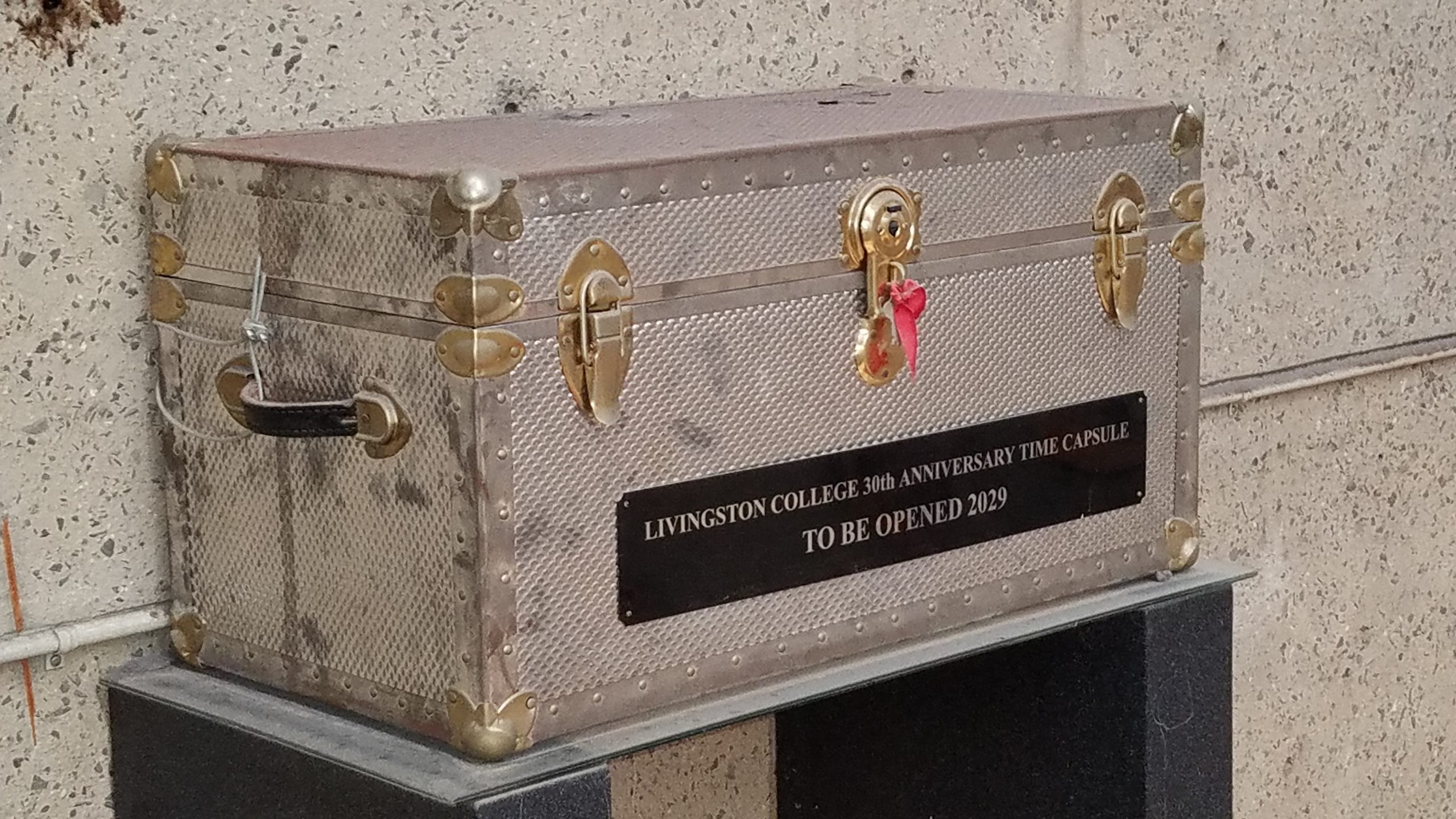 The Livingston College time capsule, as seen in 2019.